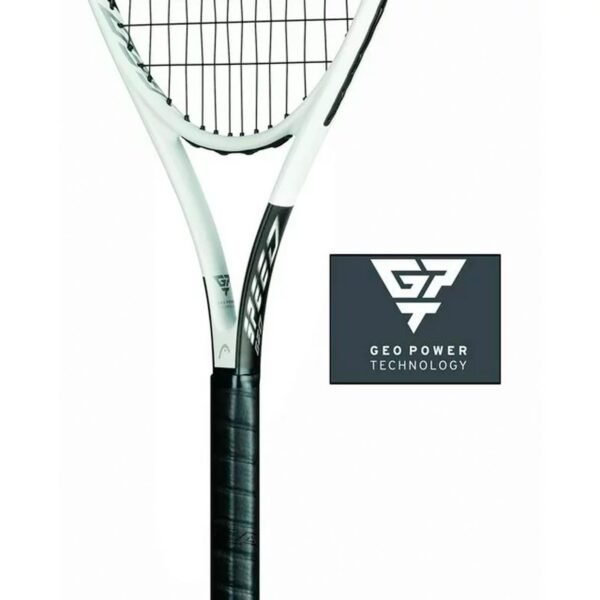 Geo Speed Adult Tennis Racquet, Pre-Strung, Black_White, 10.4 oz. Weight, 105 Sq. in. Racquet Head Size - Imagen 2