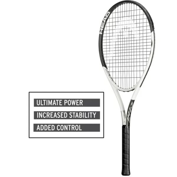 Geo Speed Adult Tennis Racquet, Pre-Strung, Black_White, 10.4 oz. Weight, 105 Sq. in. Racquet Head Size - Imagen 3