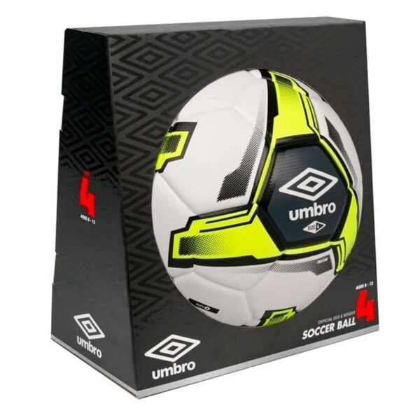 Umbro Tristar Size 4 Youth and Beginner Soccer Ball, White_Black_Yellow - Imagen 3